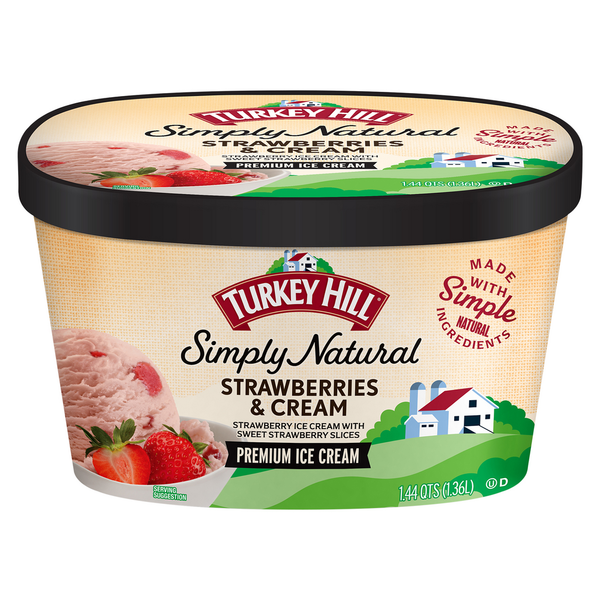 Ice Cream & Ice Turkey Hill Ice Cream, Premium, Strawberries & Cream hero