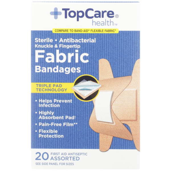 First Aid TopCare Antibacterial Fabric First Aid Antiseptic Assorted Knuckle & Fingertip Bandages hero