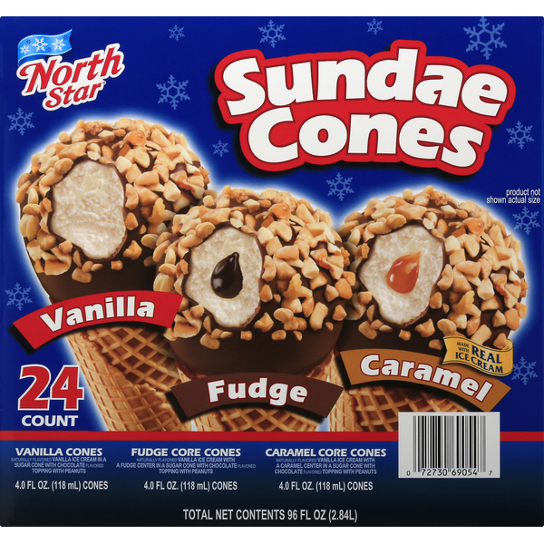 Frozen Dessert North Star Sundae Cones, Vanilla, Fudge, Caramel hero