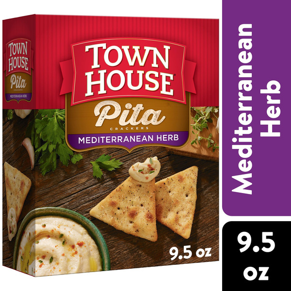 Crackers Town House Pita Crackers Oven Baked Crackers, Party Snacks, Mediterranean Herb hero