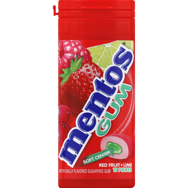 Mint & Gum Mentos Gum, Sugarfree, Red Fruit, Lime hero