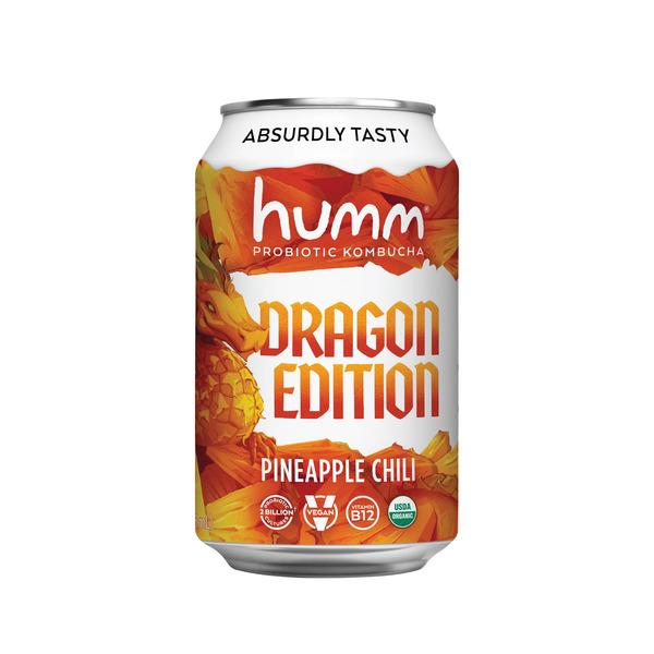 Humm Kombucha Dragon Edition, Pineapple Chili, Probiotic Kombucha hero