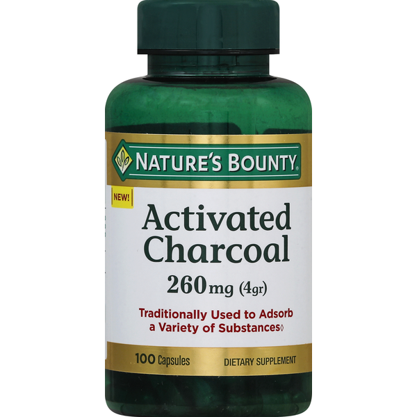 Supplements Nature's Bounty Activated Charcoal, 260 mg, Capsules hero