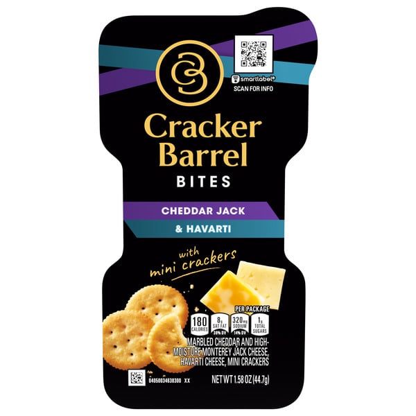 Packaged Cheese Cracker Barrel Bites with Cheddar Jack & Havarti Cheese with Butter Crackers, oz Tray hero