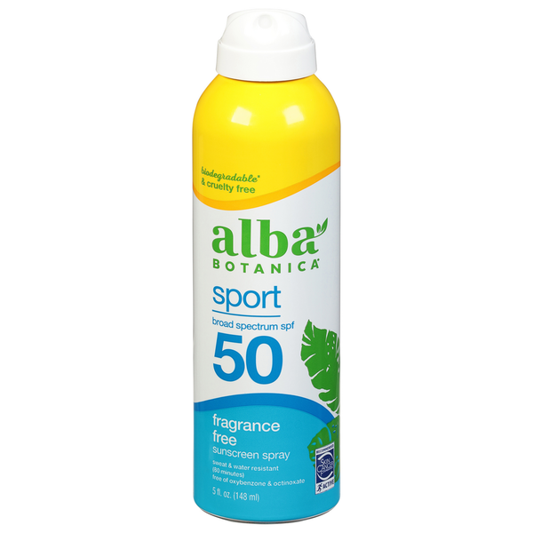 Body Lotions & Soap Alba Botanica Sunscreen Spray, Sport, Fragrance Free, Broad Spectrum SPF 50 hero