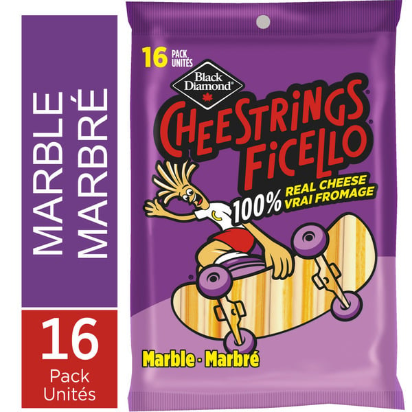 Packaged Cheese Black Diamond Cheestrings Ficello Marble Cheese hero