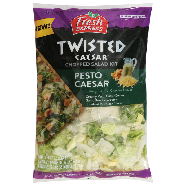 Packaged Vegetables & Fruits Fresh Express Chopped Salad Kit, Pesto Caesar hero