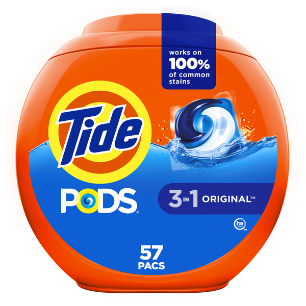 Laundry Tide PODS Laundry Detergent Pacs, Original Scent, 57 Count hero