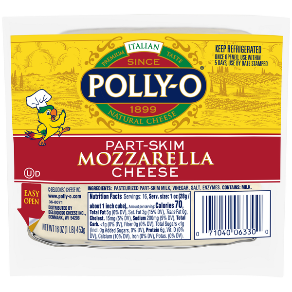 Packaged Cheese Polly-O Part-Skim Mozzarella Cheese Chunk hero