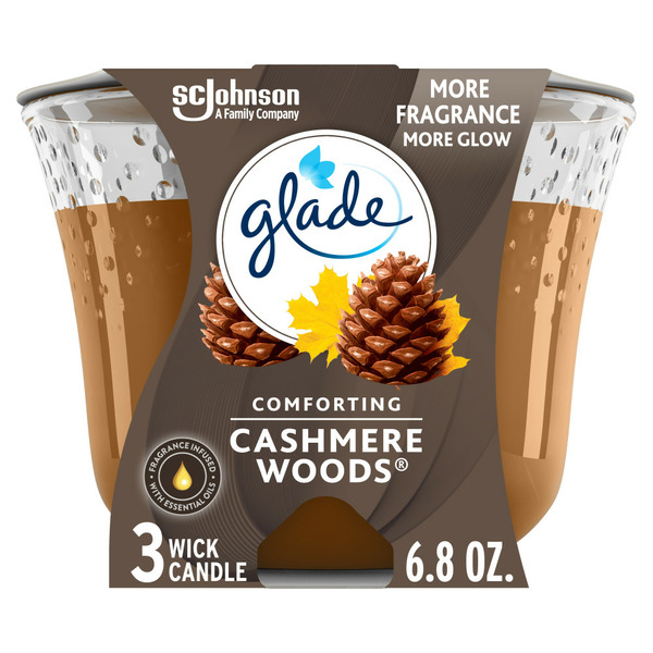 Glade® 3-Wick Scented Candle, Comforting Cashmere Woods hero