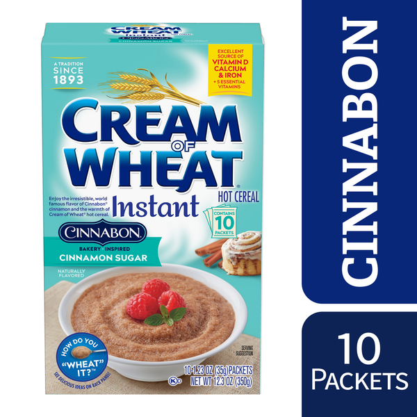 Hot Cereal & Pancake Mixes Cream of Wheat Cinnabon Instant Hot Cereal, Kosher, 10-1.23 OZ Packets hero