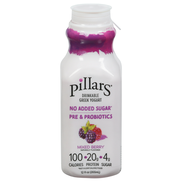 Yogurt Pillars Drinkable Greek Yogurt, Pre & Probiotics, Mixed Berry hero