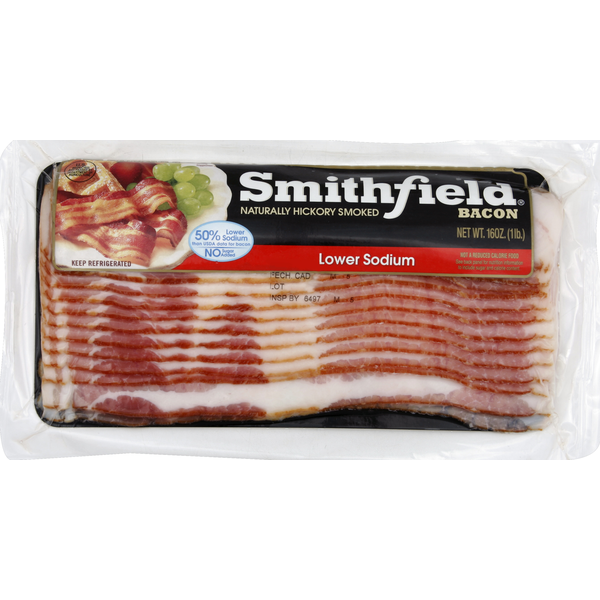 Pork and Ham Smithfield Naturally Hickory Smoked Bacon, Lower Sodium hero