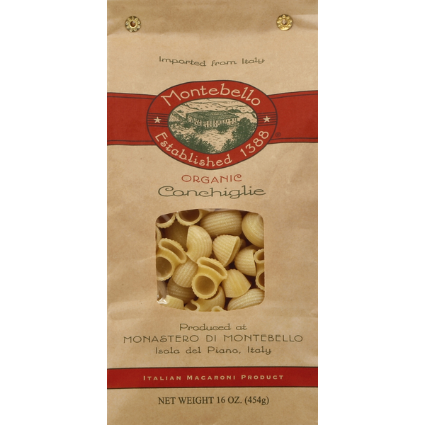 Dry Pasta Montebello Conchiglie, Organic hero