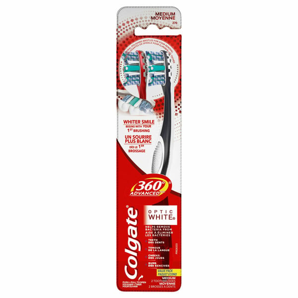 Oral Hygiene Colgate Advanced Optic White Medium Toothbrushes for Stain Removal hero