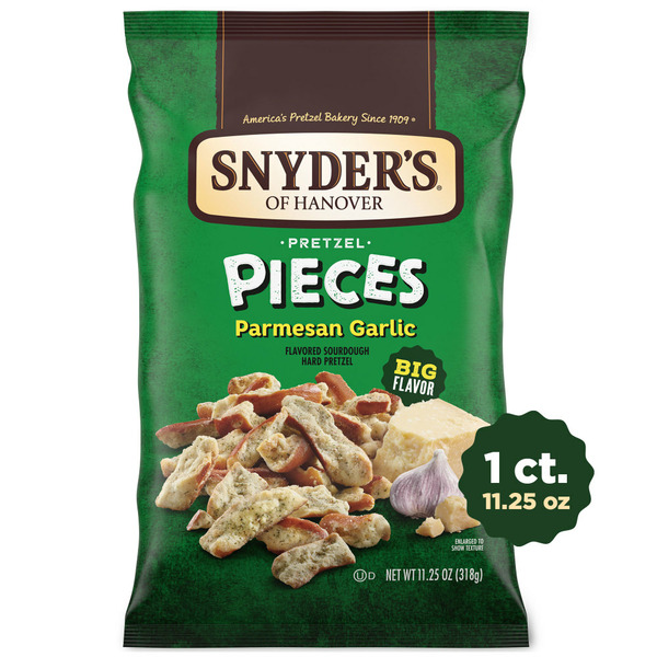 Chips & Pretzels Snyder's of Hanover Parmesan Garlic Pretzel Pieces hero