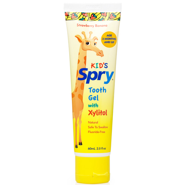 Oral Hygiene Spry Kid's Tooth Gel Strawberry Banana, Natural, Fluoride Free with Xylitol hero