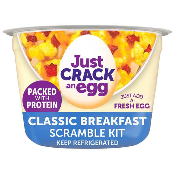 Eggs Just Crack an Egg Scramble Breakfast Bowl Kit with Potatoes, Sharp Cheddar Cheese, & Bacon hero