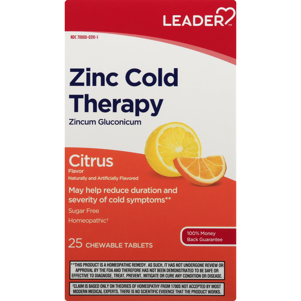 Cold, Flu & Allergy Leader Zinc Cold Therapy, Citrus, Chewable Tablets hero