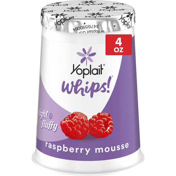 Yogurt Yoplait Whips Raspberry Mousse Reduced Fat Yogurt Mousse Cup hero