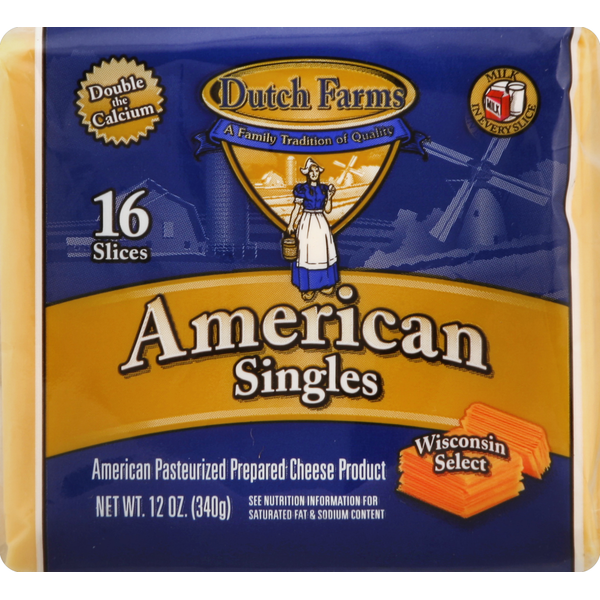 Packaged Cheese Dutch Farms Prepared Cheese Product, Singles, American hero