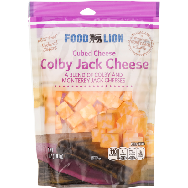 Packaged Cheese Food Lion Cubed Cheese, Colby Jack hero