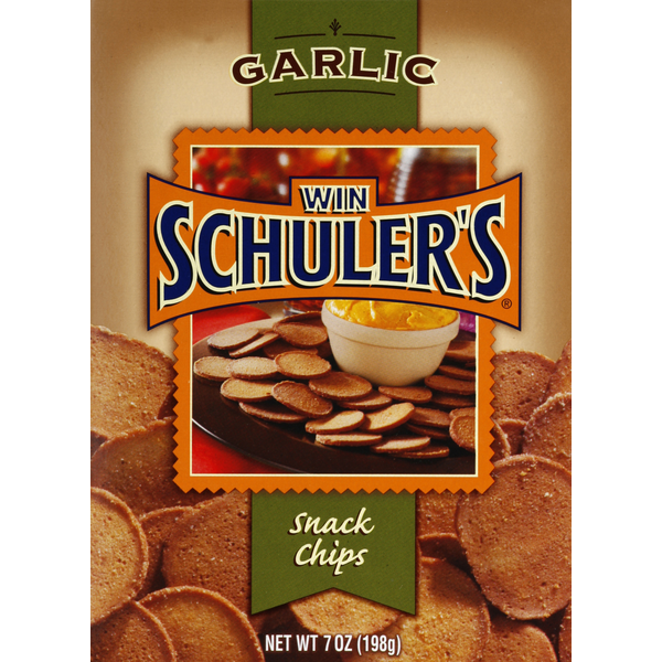 Chips & Pretzels Win Schulers Snack Chips, Garlic hero