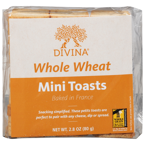 Crackers Divina Toasts, Whole Wheat, Mini hero