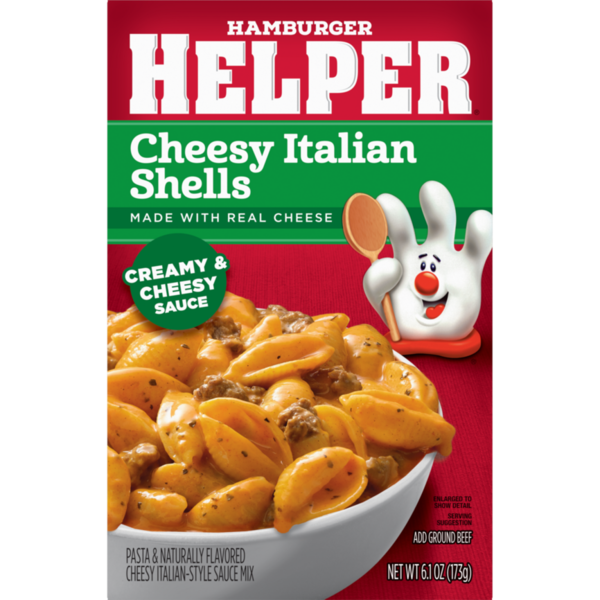 Instant Foods Hamburger Helper Cheesy Italian Shells, Creamy & Cheesy Sauce hero