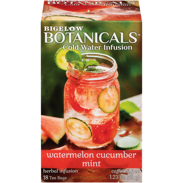 Tea Bigelow Cold Water Infusion, Caffeine Free, Watermelon Cucumber Mint, Tea Bags hero