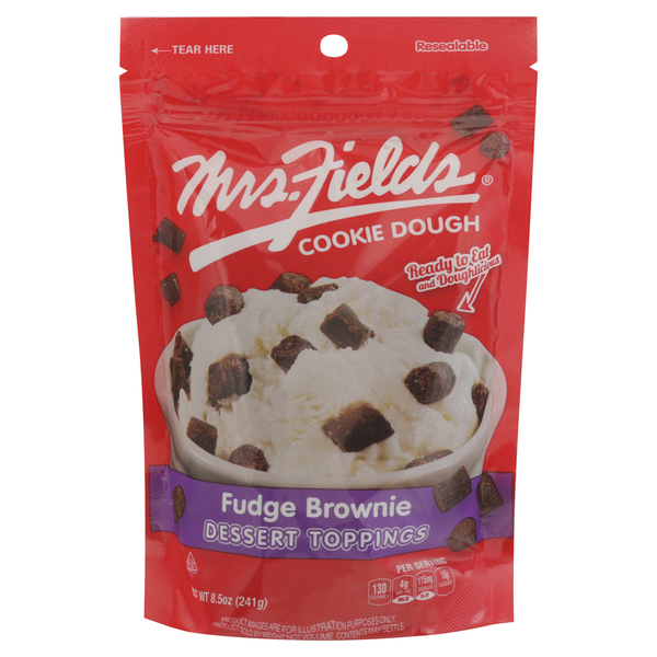 Frozen Dessert Mrs. Fields Dessert Toppings, Fudge Brownie, Cookie Dough hero