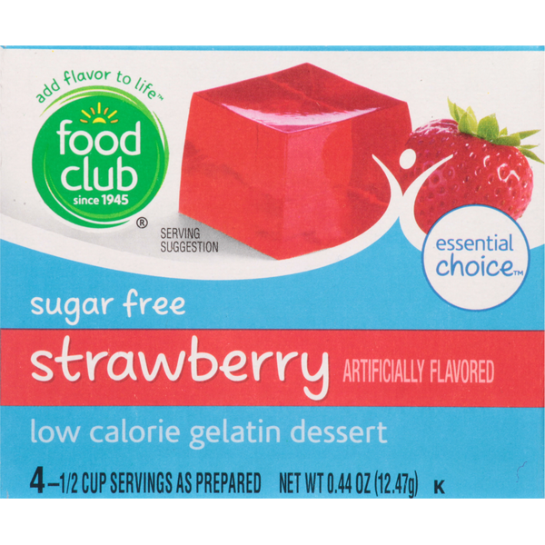 Doughs, Gelatins & Bake Mixes Food Club Gelatin Dessert, Sugar Free, Strawberry hero