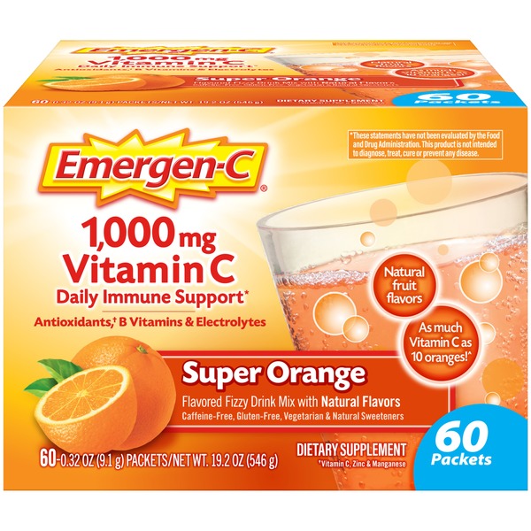 Vitamins & Supplements Emergen-C Flavored Fizzy Drink Mix, Vitamin C, Super Orange hero