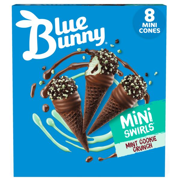 Ice Cream & Ice Blue Bunny Mini Swirls Mint Cookie Crunch Cones hero