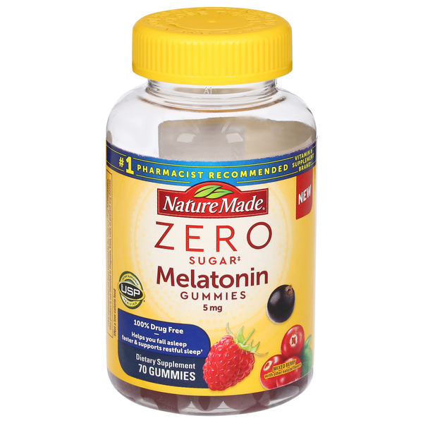 Nature Made Melatonin, Zero Sugar, Mixed Berry, 5 mg, Gummies hero