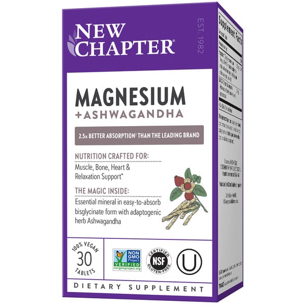 Vitamins & Supplements New Chapter Magnesium + Ashwagandha, Muscle Recovery, Heart & Bone Health hero