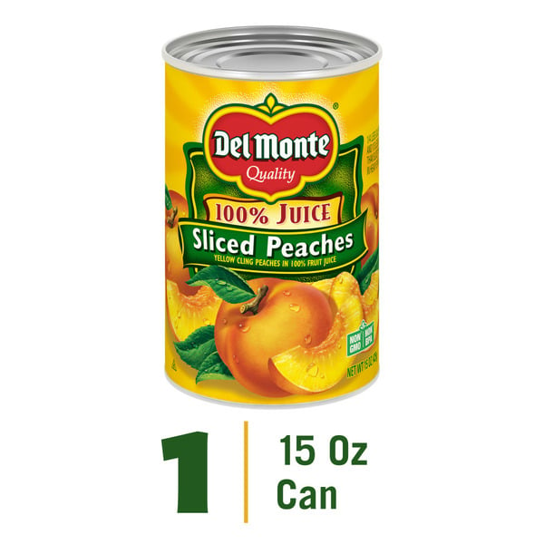 Canned Fruit & Applesauce Del Monte Yellow Cling Sliced Peaches in 100% Juice, Canned Fruit hero