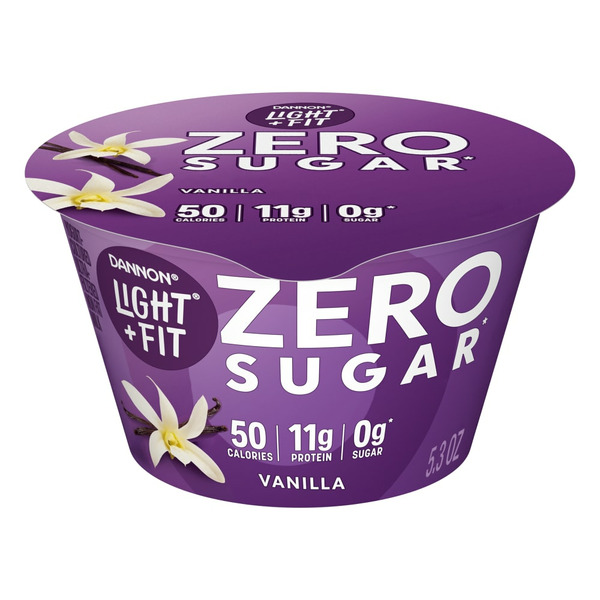 Yogurt Dannon Light + Fit Zero Sugar*, Vanilla Fat Free Yogurt-Cultured Dairy Product hero