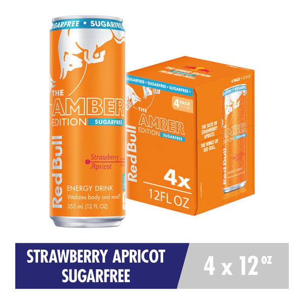 Energy & Sports Drinks Red Bull Sugar Free Amber Edition Strawberry Apricot Energy Drink hero