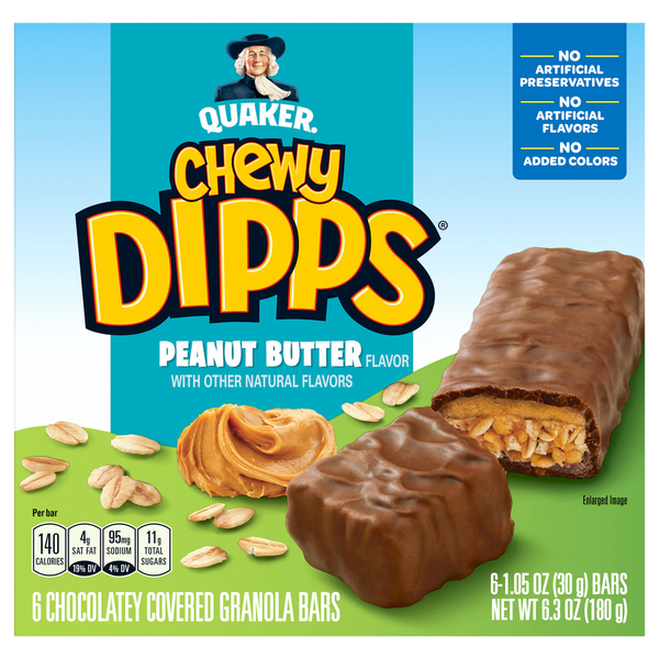 Energy & Granola Bars Quaker Chewy Dipps Granola Bars, Peanut Butter - Pack hero