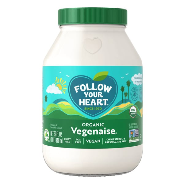 Condiments Follow Your Heart Organic Vegenaise Dressing and Sandwich Spread, Dairy Free, Egg Free Mayo hero