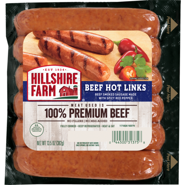 Hot Dogs, Bacon & Sausage Hillshire Farm Hot Beef Smoked Sausage Links, 6 Count hero