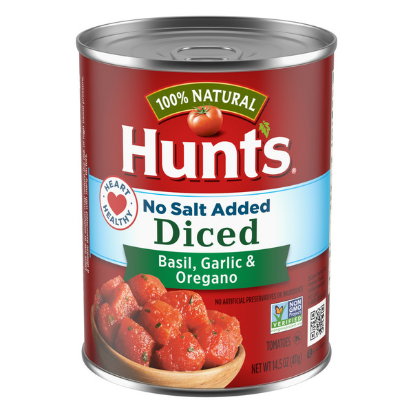 Canned & Jarred Vegetables Hunt's No Salt Added Diced Tomatoes with Basil Garlic and Oregano hero