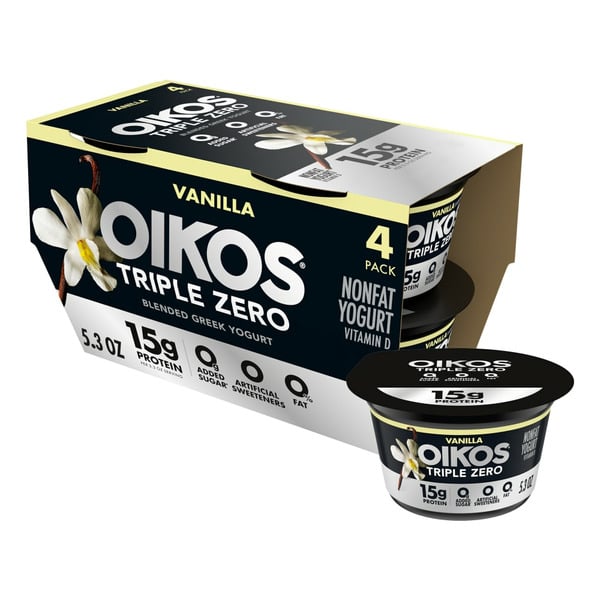 Yogurt Oikos Oikos Triple Zero Vanilla Greek Yogurt Cup hero