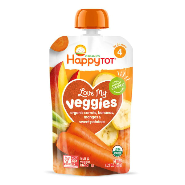 Baby Food & Formula Happy Tot Organics Love My Veggies Stage 4 Organic Carrots, Bananas, Mangos & Sweet Potatoes Pouch hero