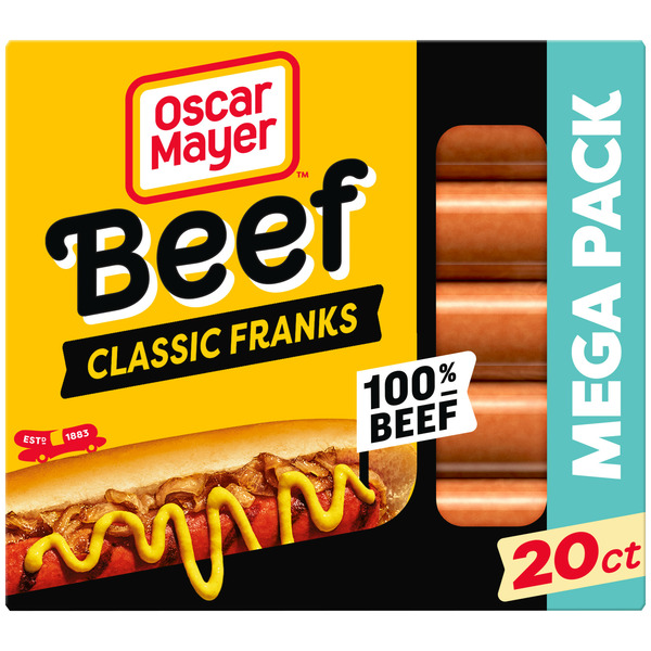 Hot Dogs, Bacon & Sausage Oscar Mayer Original Beef Franks Hot Dogs Mega Pack hero