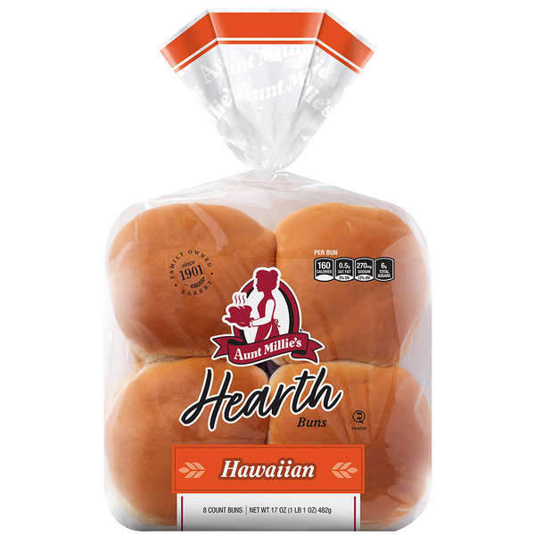 Buns & Rolls Aunt Millie's Hearth, Hawaiian Hamburger Buns hero