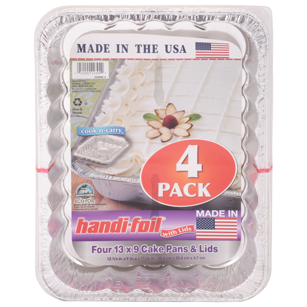 Kitchen Supplies Handi-foil Cake Pans & Lids, 13 x 9, 4 Pack hero