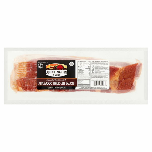 Frozen Chicken & Meat John F. Martin & Sons Applewood Thick Cut Bacon hero