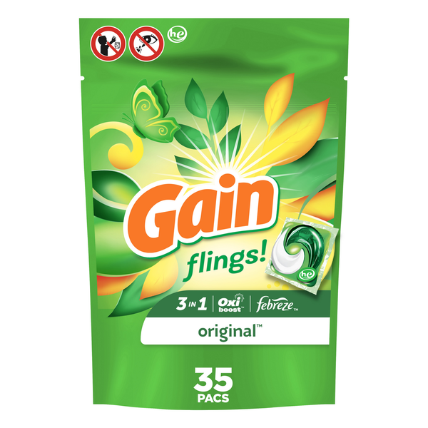 Laundry Gain flings Laundry Detergent Pacs, 35 Count, Original Scent hero